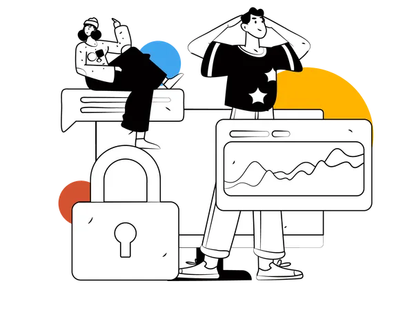 Man analyzing data security  Illustration