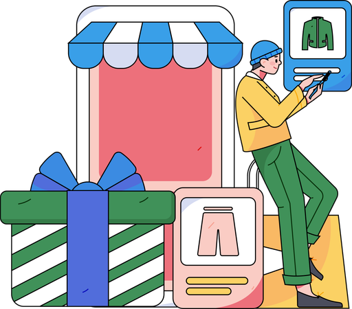 Man buying clothes from shopping website  Illustration