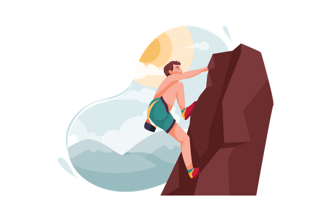 Man Climbing Mountain  Illustration