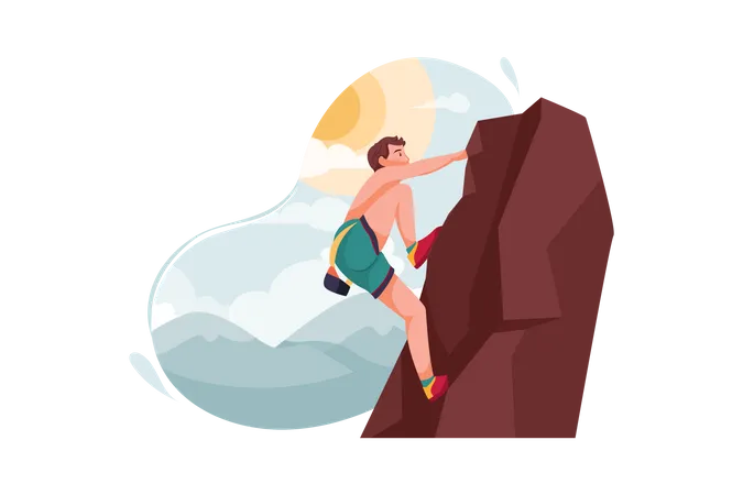 Man Climbing Mountain  Illustration