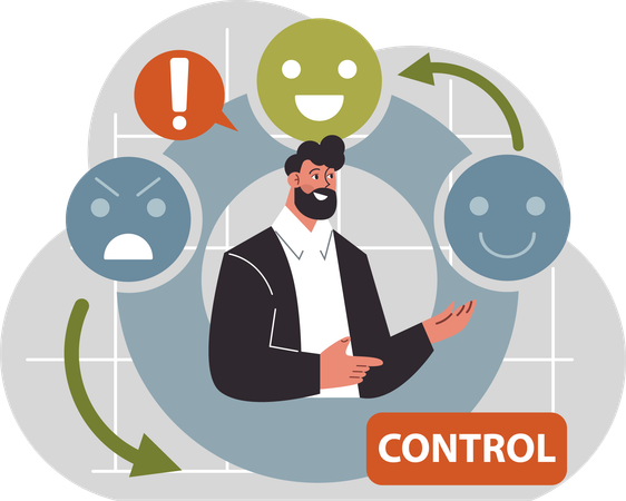 Man controlling anger emotion  Illustration