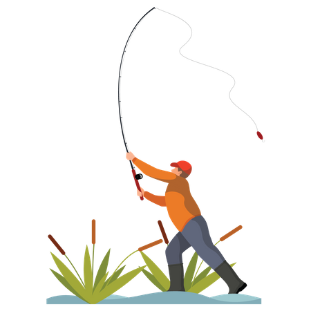 Man doing fishing  Illustration