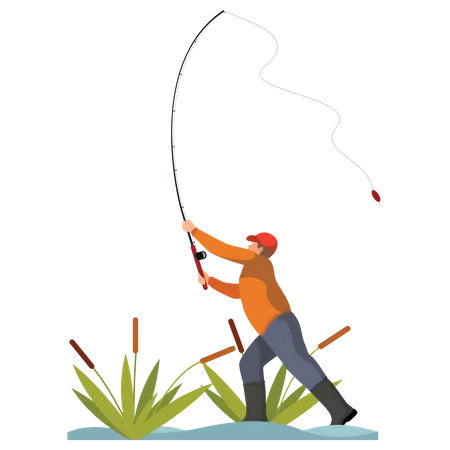 Man doing fishing  Illustration