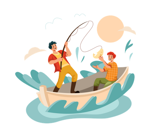 Man doing fishing  Illustration