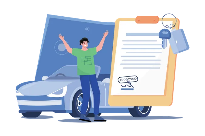 Man Getting A Car Loan Approved  Illustration