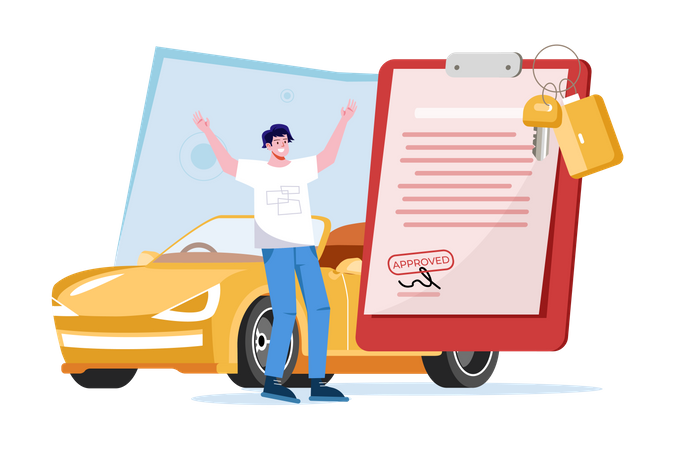 Man Getting A Car Loan Approved  Illustration