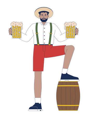 Man holding beer cups in both hand  Illustration