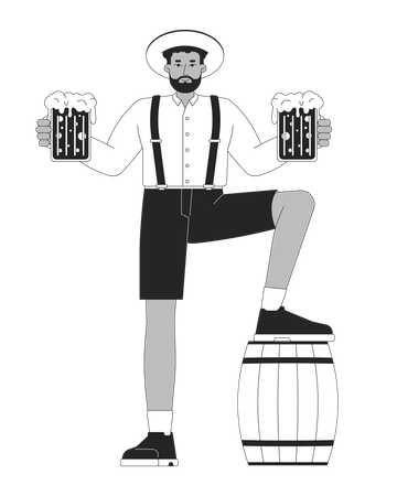 Man holding beer cups in both hand  Illustration