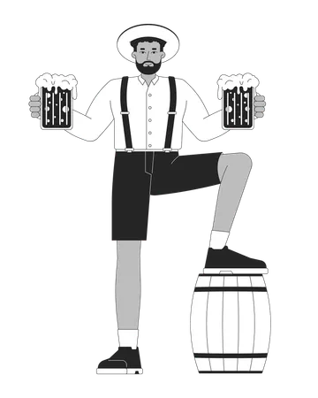 Man holding beer cups in both hand  Illustration