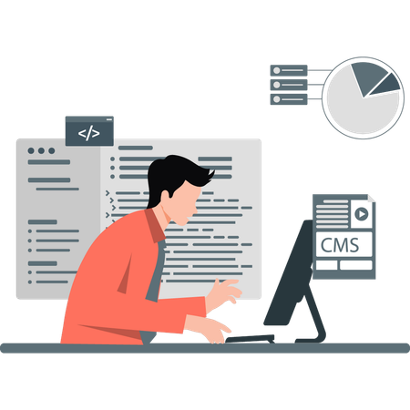 Man pointing information security analyst  Illustration