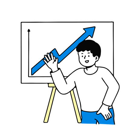 Man presenting growth graph  Illustration