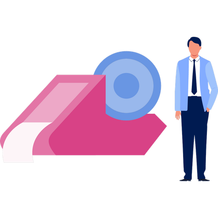 Man presenting stationery tapes  Illustration