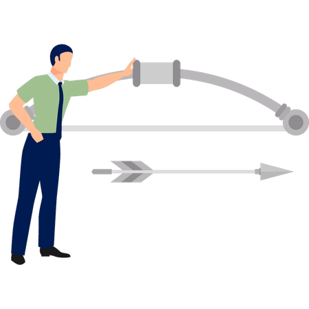 Man touching bow and arrow  Illustration