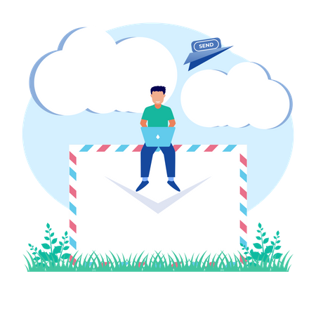 Man Using Email Services  Illustration