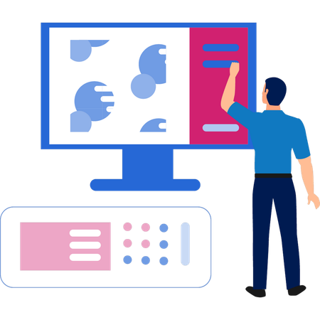 Man viewing at dye statistics graph  Illustration