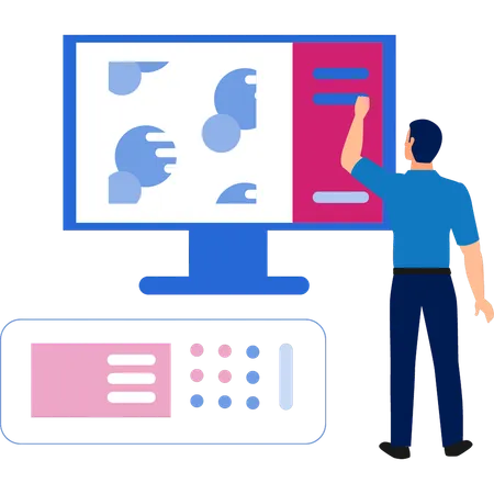 Man viewing at dye statistics graph  Illustration