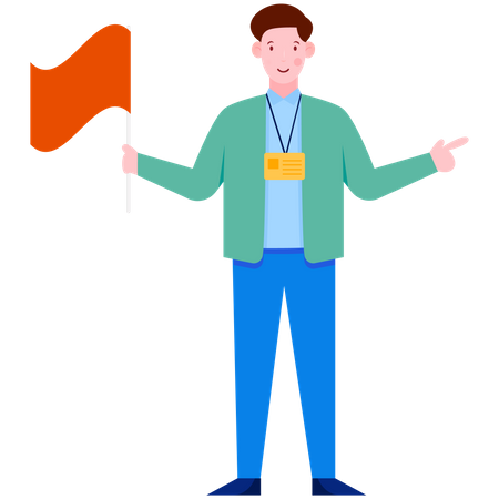 Man Waving checkered flag  Illustration