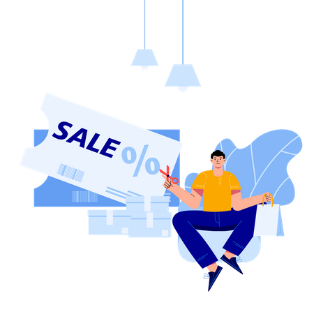 Man with shopping coupon  Illustration