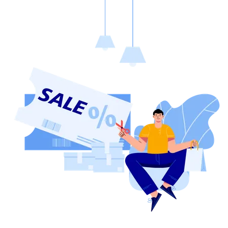 Man with shopping coupon  Illustration