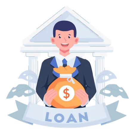 Manager holding loan money  Illustration