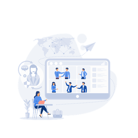 Meeting online with teleconference  Illustration