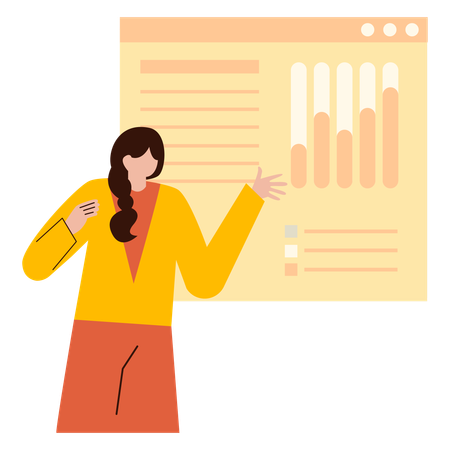 Mitarbeiter erklärt statistische Modellierung im Meeting  Illustration