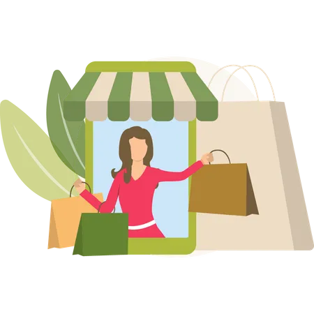 Mobile Shopping  Illustration