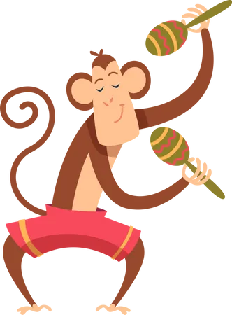 Monkey playing musical instrument  Illustration