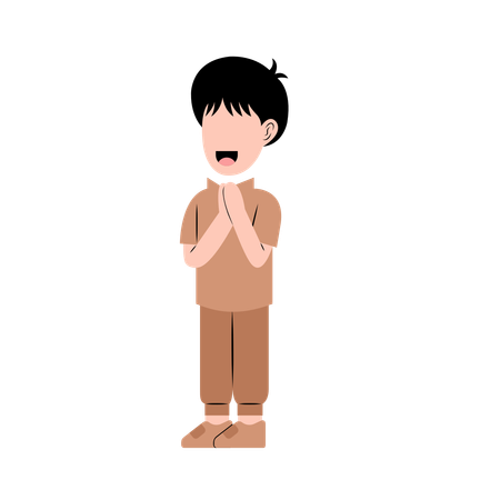 Muslim Boy With Eid Greeting  Illustration