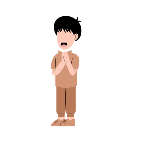 Muslim Boy With Eid Greeting  Illustration