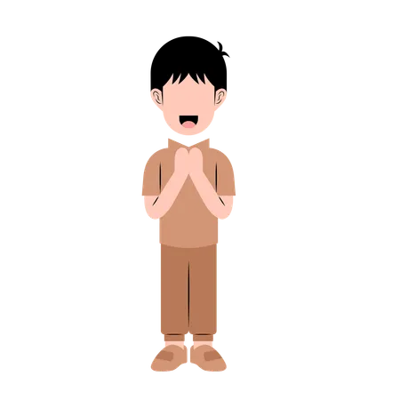 Muslim man With Eid Greeting Gesture  Illustration