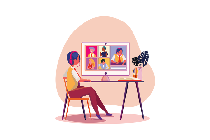 Online job interview  Illustration