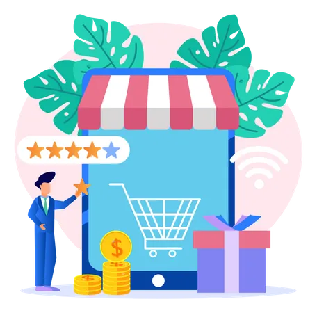 Online Shopping Feedback  Illustration