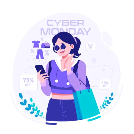 Online shopping on cyber monday  Illustration