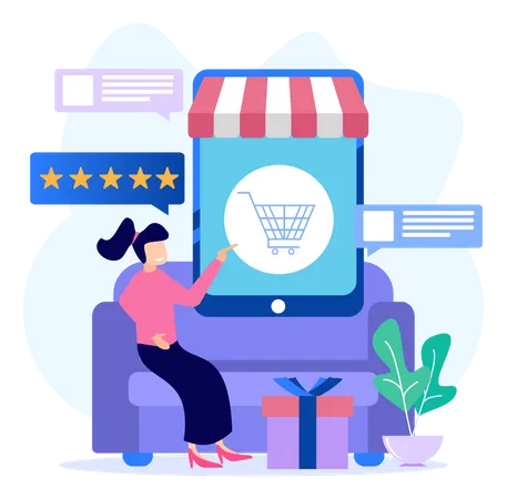 Online Shopping Rating  Illustration