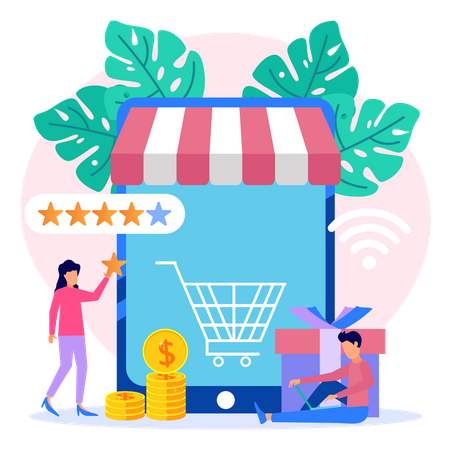 Online Shopping Review  Illustration