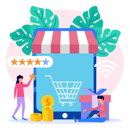 Online Shopping Review  Illustration