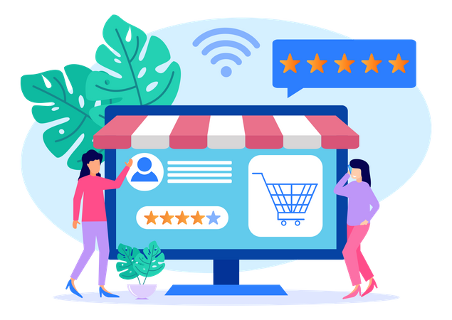 Online Shopping Review  Illustration