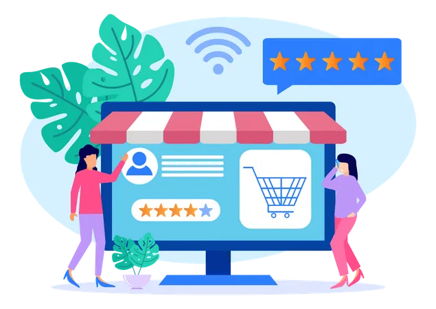 Online Shopping Review  Illustration