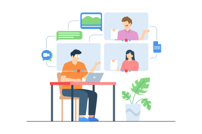 Online Video Meeting  Illustration