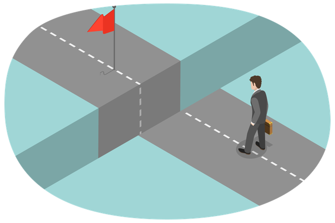 Overcoming Obstacle On Road and Process of Achieving Target  Illustration