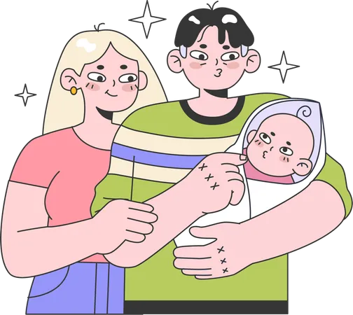 Parents holding kid  Illustration