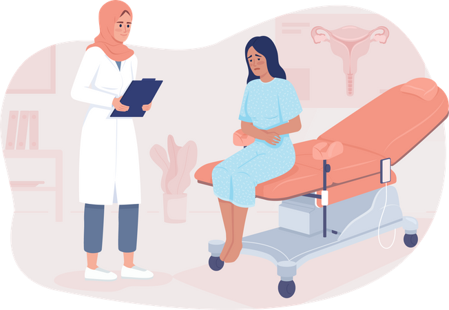 Patient at gynecologist appointment  Illustration