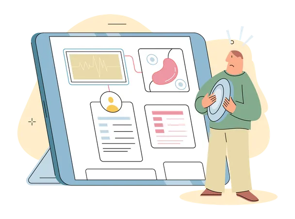 Patient checking online medical dashboard  Illustration