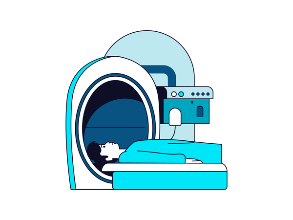 Patient getting into MRI machine  Illustration