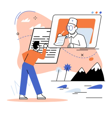 Patient getting online medicine consultation  Illustration