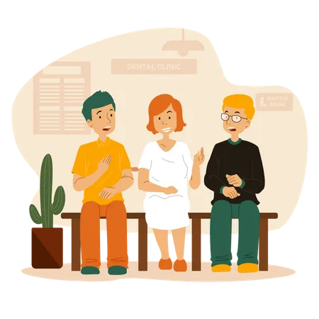 Patient sitting in waiting area  Illustration