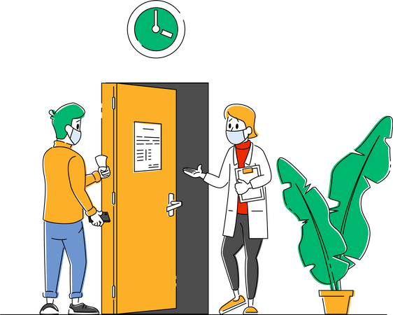 Patient Visiting Hospital for Doctor Appointment  Illustration