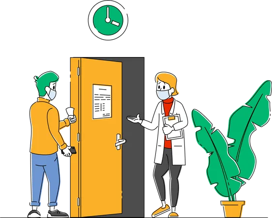 Patient Visiting Hospital for Doctor Appointment  Illustration