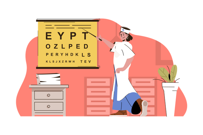 Patient visiting Optometrist  Illustration